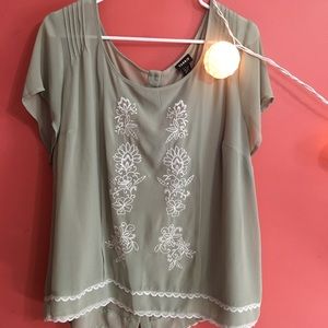 Torrid Seafoam Green Embroidered Top